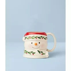 Christmas Dining & Entertaining>Kirklands Home Snowman with Holly Mug White