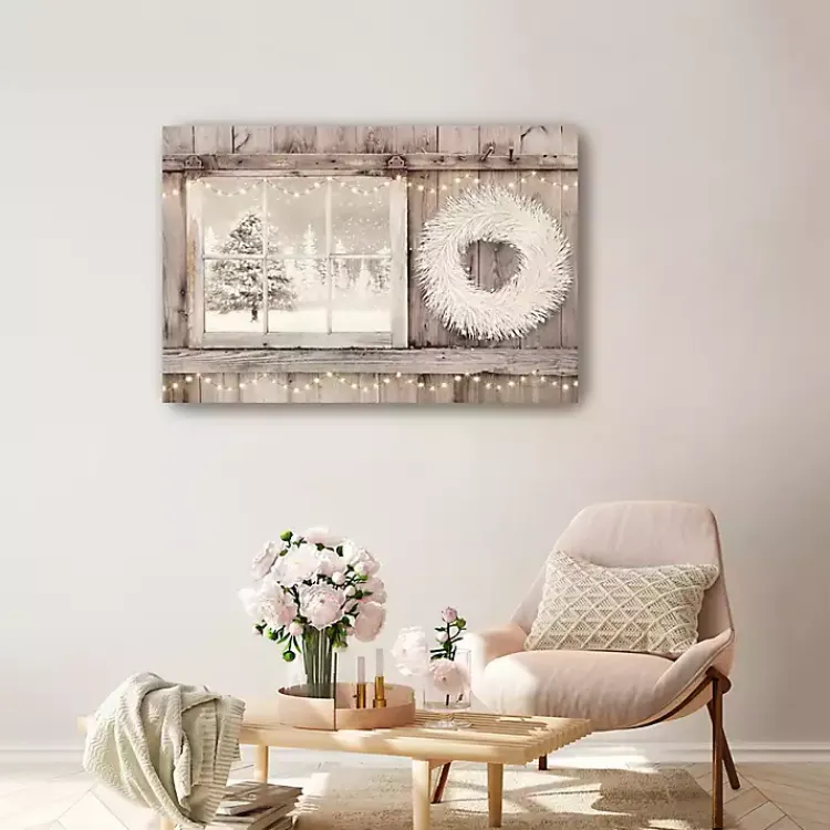 Christmas Art & Wall Decor>Kirklands Home Snowy Barn View Canvas Art Print, 24x36