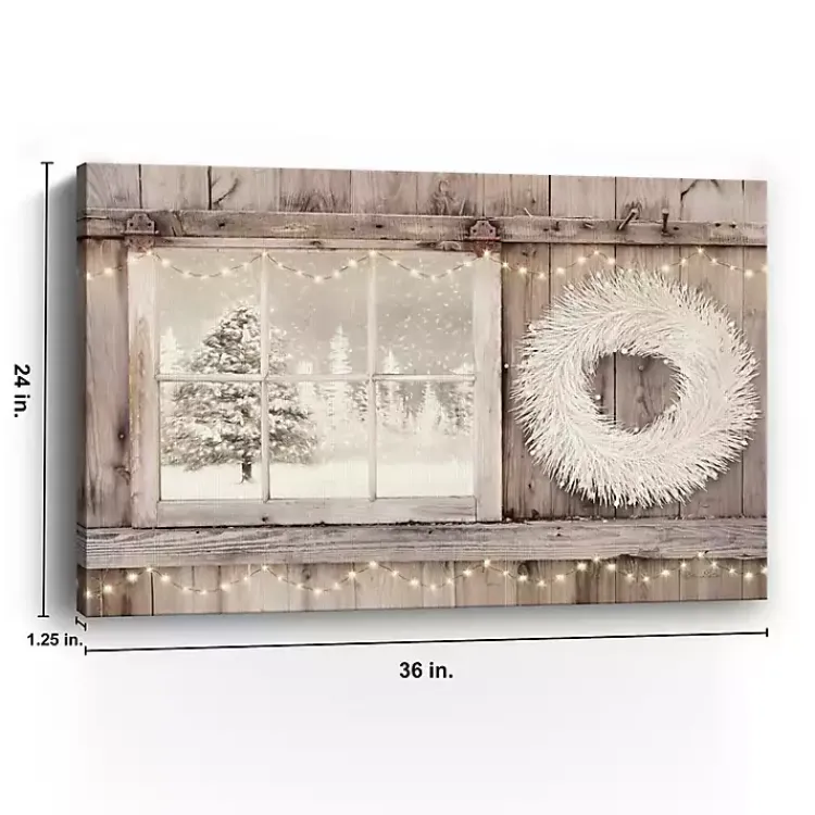 Christmas Art & Wall Decor>Kirklands Home Snowy Barn View Canvas Art Print, 24x36