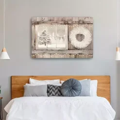 Christmas Art & Wall Decor>Kirklands Home Snowy Barn View Canvas Art Print, 32x48