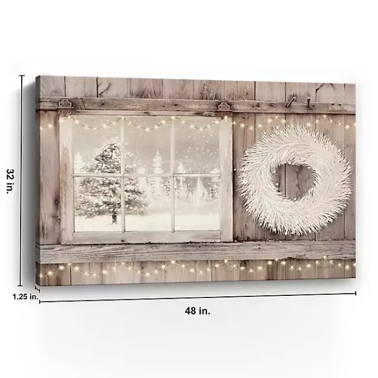 Christmas Art & Wall Decor>Kirklands Home Snowy Barn View Canvas Art Print, 32x48