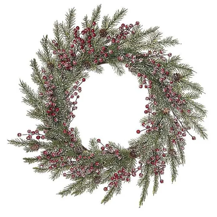 Christmas Wreaths>Kirklands Home Snowy Berry and Greenery Christmas Wreath