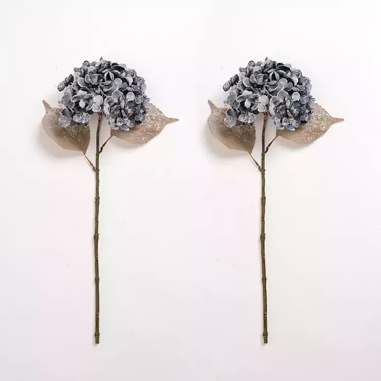Stems & Bouquets>Kirklands Home Snowy Hydrangea Stems, Set of 2 Blue