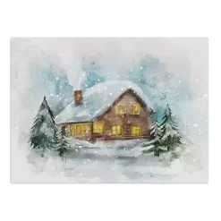 Christmas Art & Wall Decor>Kirklands Home Snowy Cabin Canvas Art Print
