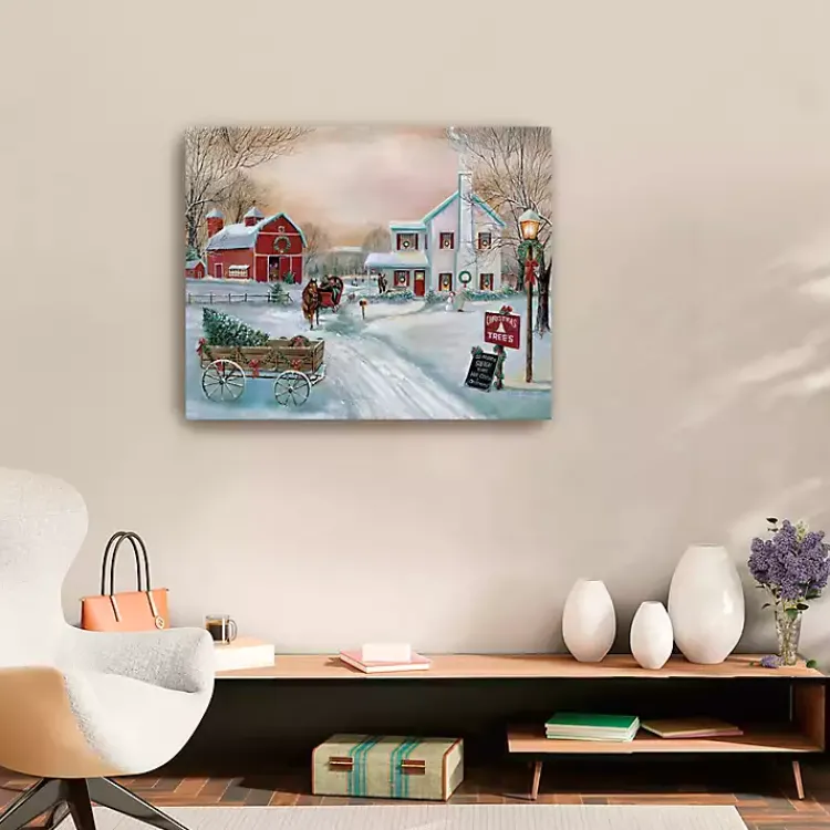 Christmas Art & Wall Decor>Kirklands Home Snowy Christmas Tree Farm Canvas Art Print