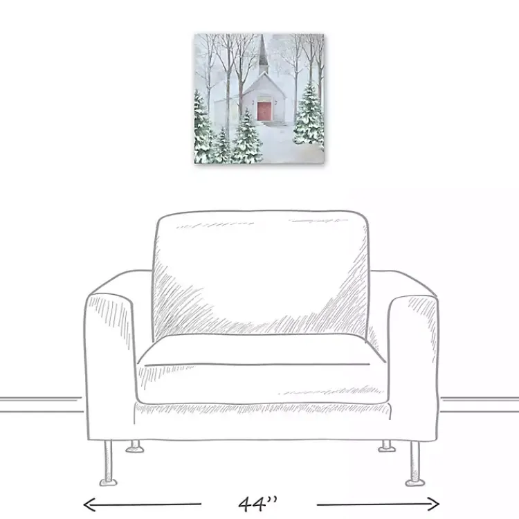 Christmas Art & Wall Decor>Kirklands Home Snowy Church Canvas Art Print White