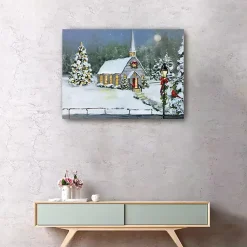Christmas Art & Wall Decor>Kirklands Home Snowy Church Christmas Giclee Canvas Art Print Multi