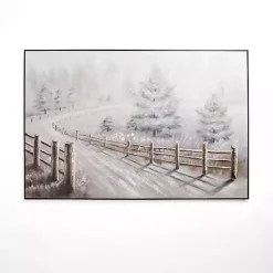 Kirklands Home Snowy Country Drive Framed Canvas Art Print White Discount