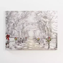 Christmas Art & Wall Decor>Kirklands Home Snowy Drive Canvas Art Print White