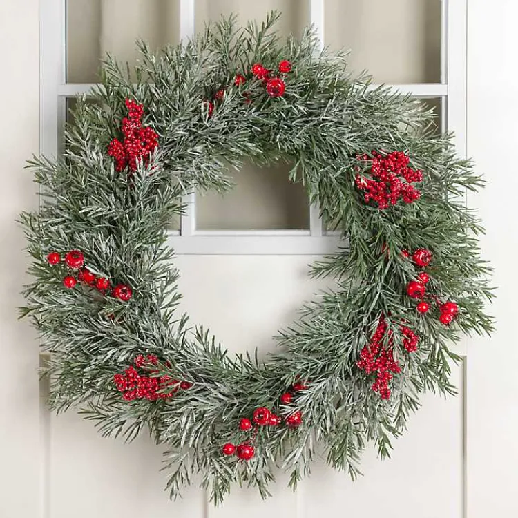 Wreaths>Kirklands Home Snowy Japanese Pine and Berry Wreath