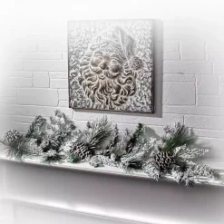 Christmas Arrangements & Garland>Kirklands Home Snowy Pine and Cedar Cone Winter Garland