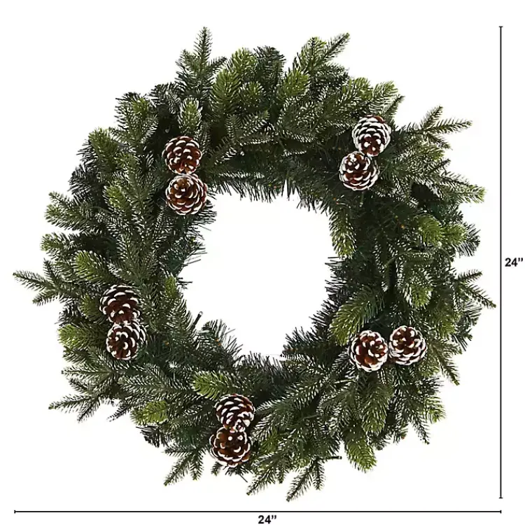 Christmas Wreaths>Kirklands Home Snowy Pine Cone Clear LED Wreath Green