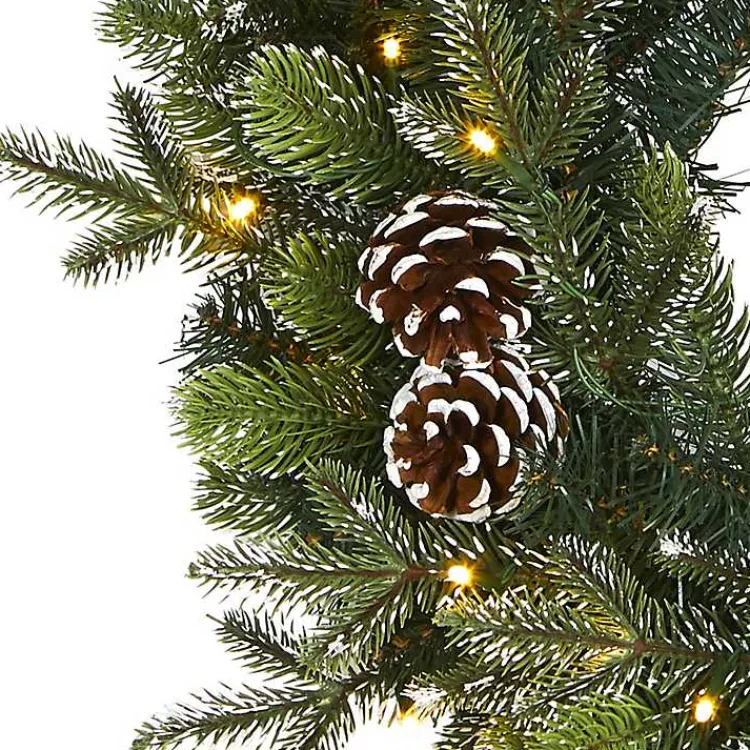 Christmas Wreaths>Kirklands Home Snowy Pine Cone Clear LED Wreath Green