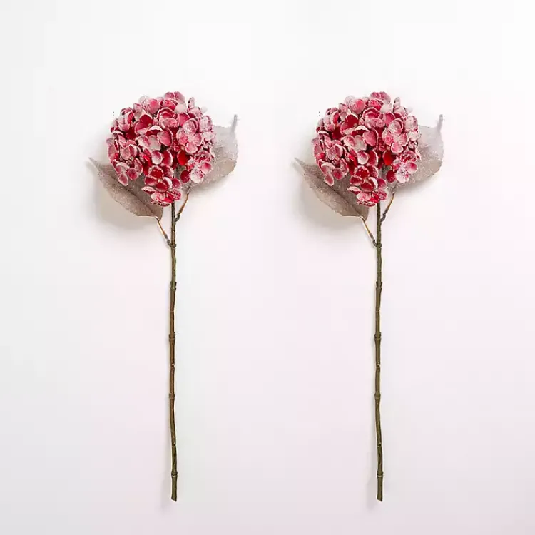 Stems & Bouquets>Kirklands Home Snowy Hydrangea Stems, Set of 2 Red