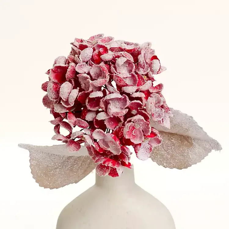 Stems & Bouquets>Kirklands Home Snowy Hydrangea Stems, Set of 2 Red