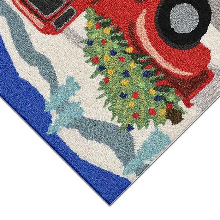 Outdoor Christmas Decorations>Kirklands Home Snowy Red Truck Doormat, 24x36