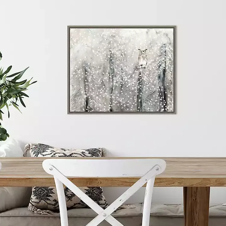 Christmas Art & Wall Decor>Kirklands Home Snowy Scene with Owl Canvas Wall Plaque