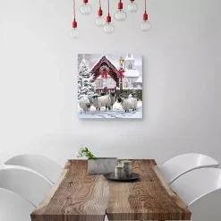 Christmas Art & Wall Decor>Kirklands Home Snowy Sheep Christmas Canvas Art Print Multi