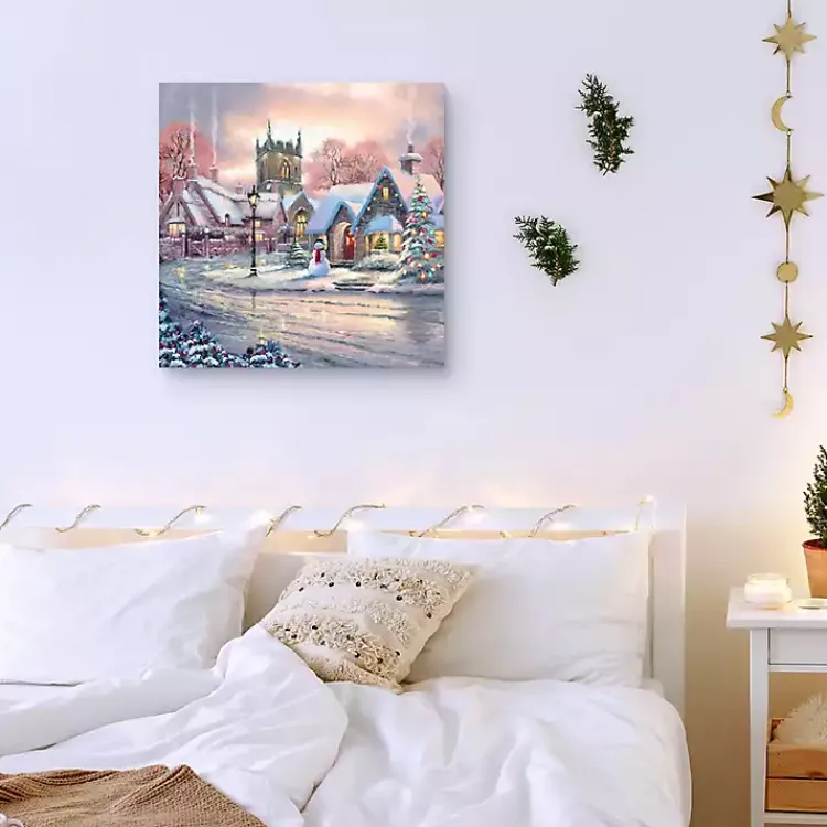 Christmas Art & Wall Decor>Kirklands Home Snowy Sunset Christmas Village Canvas Art Print