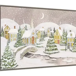 Christmas Art & Wall Decor>Kirklands Home Snowy Tree Scene Christmas Canvas Wall Plaque