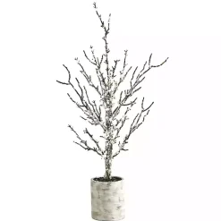 Trees & Topiaries>Kirklands Home Snowy Twig Tree in Birch Trunk Planter, 24 in.