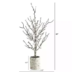 Trees & Topiaries>Kirklands Home Snowy Twig Tree in Birch Trunk Planter, 24 in.