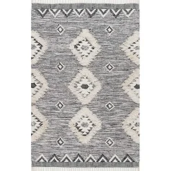 Kirklands Home Sofia Moroccan Fringe Area Rug, 5x8 Gray Hot