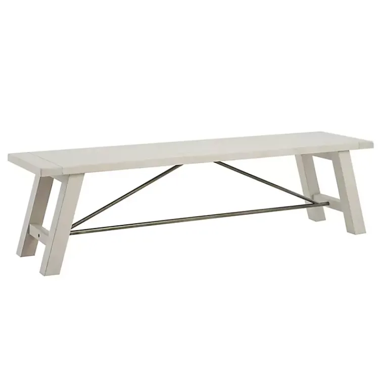 Kirklands Home Sofia Wooden Dining Bench with Metal Bars White Best