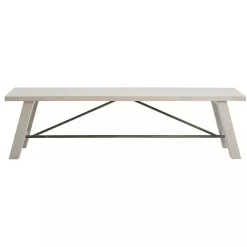 Kirklands Home Sofia Wooden Dining Bench with Metal Bars White Best