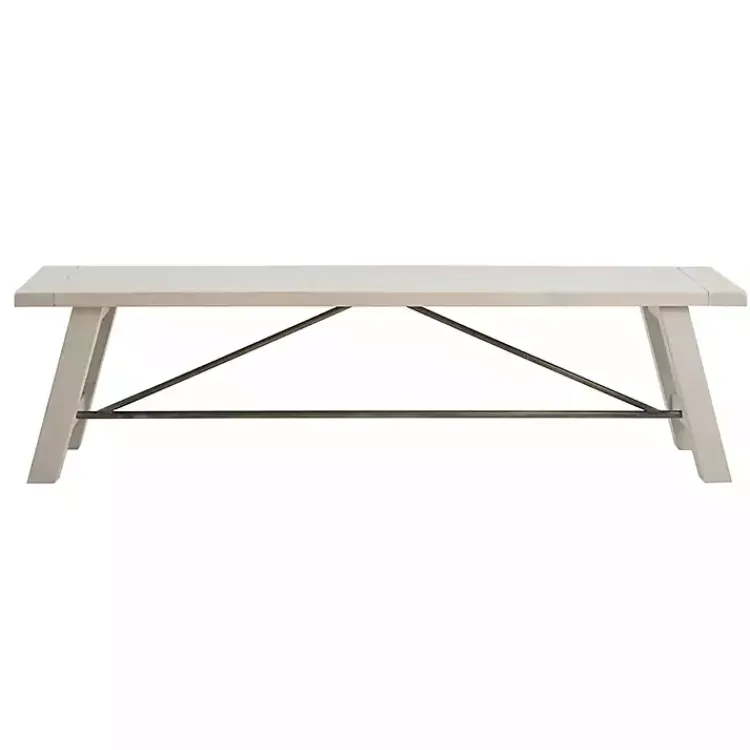Kirklands Home Sofia Wooden Dining Bench with Metal Bars White Best
