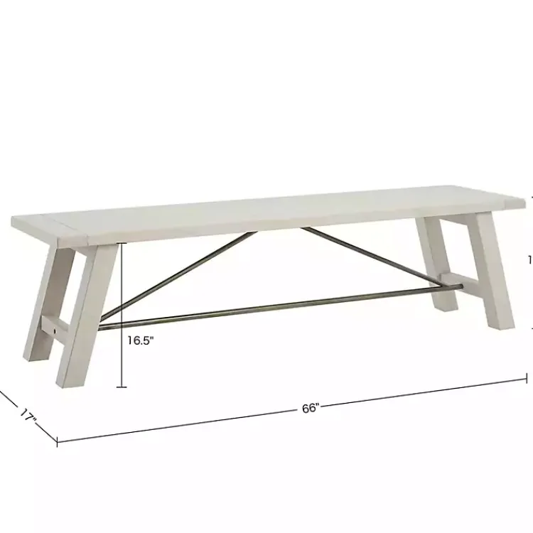 Kirklands Home Sofia Wooden Dining Bench with Metal Bars White Best
