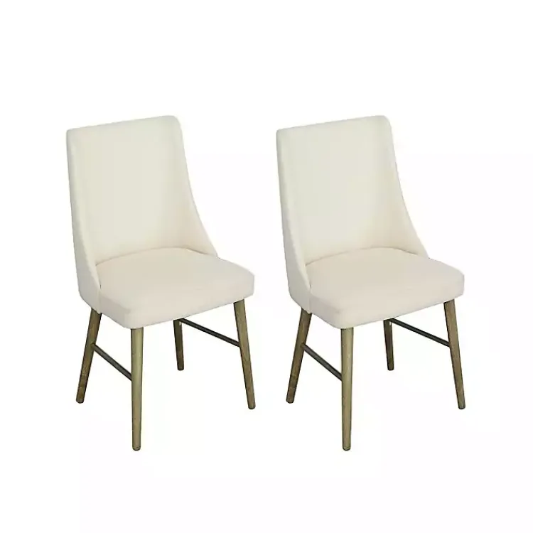 Kirklands Home Soft Alabaster Upholstered Dining Chairs, Set of 2 White Outlet