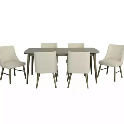 Kirklands Home Soft Alabaster Upholstered Dining Chairs, Set of 2 White Outlet