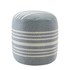 Kirklands Home Soft Blue Simple Stripe Outdoor Pouf Hot