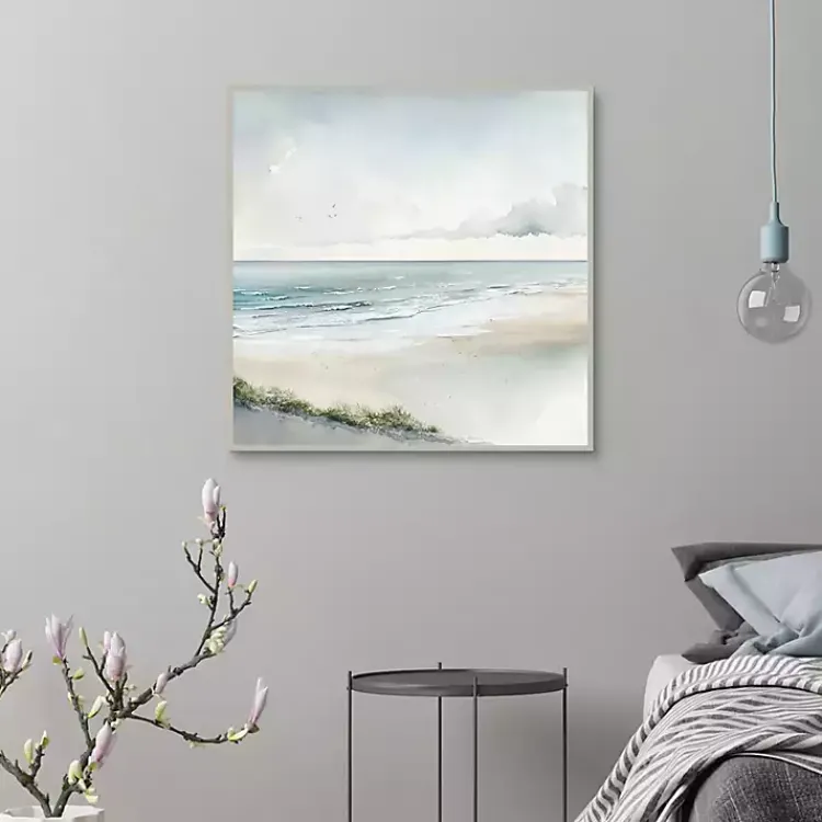Kirklands Home Soft Coastal I Framed Canvas Art Print Blue New