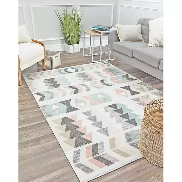 Kirklands Home Soft Hues Geometric Area Rug, 8x10 Multi Hot
