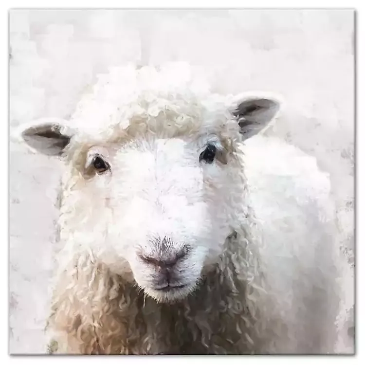 Kirklands Home Soft Painted Sheep Canvas Art Print White Online