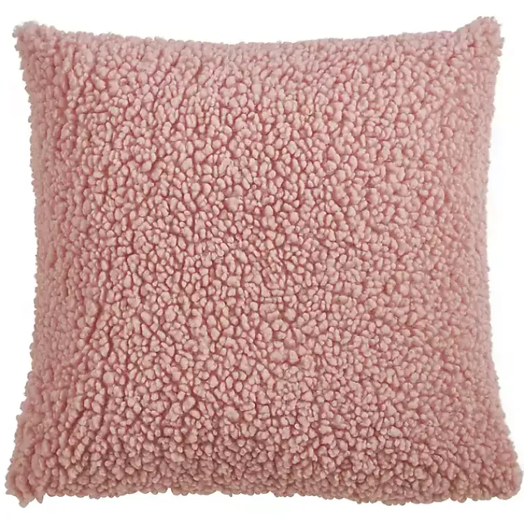 Pillows>Kirklands Home Soft Fuzzy Faux Wool Textured Throw Pillow Pink