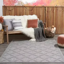 Kirklands Home Soft Silver Trellis Outdoor Area Rug, 4x6 Discount