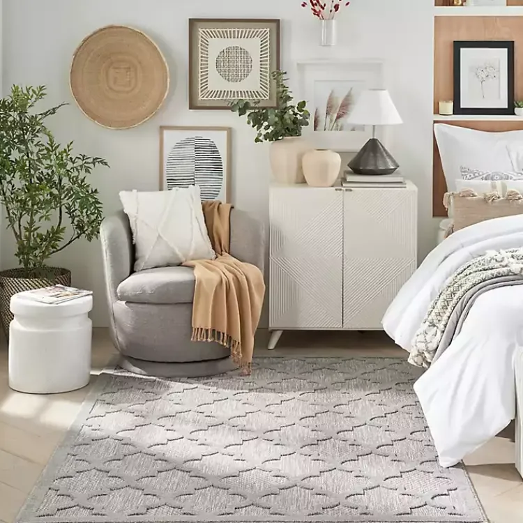 Kirklands Home Soft Silver Trellis Outdoor Area Rug, 4x6 Discount