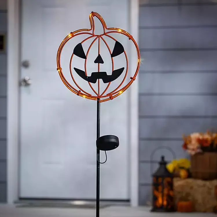 Halloween>Kirklands Home Solar Pre-Lit Jack O Lantern Yard Stakes, Set of 2