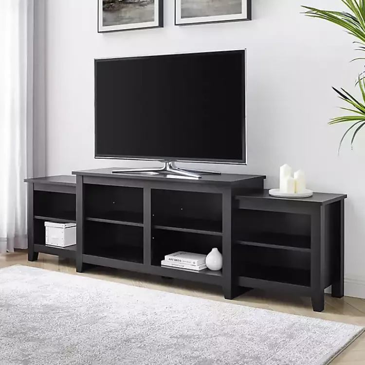 Kirklands Home Solid Tiered TV Stand Black New