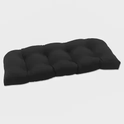 Kirklands Home Solid Tufted Outdoor Settee Cushion Black Best