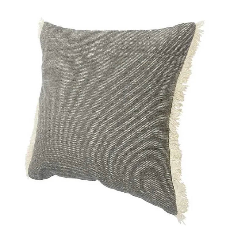 Pillows>Kirklands Home Solid Accent Pillow with Fringe Gray
