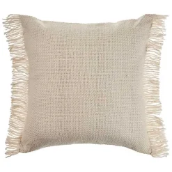 Pillows>Kirklands Home Solid Ivory Accent Pillow with Fringe Tan