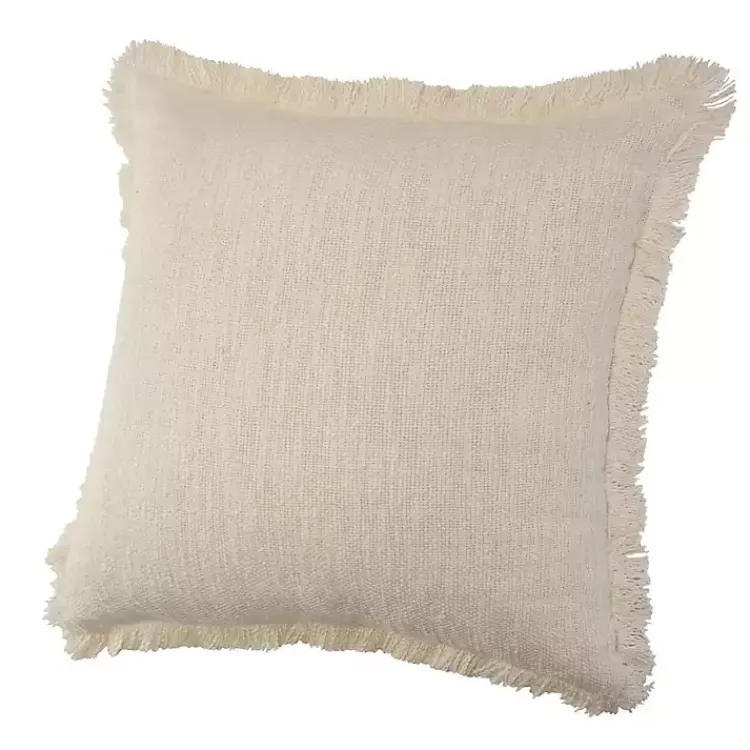 Pillows>Kirklands Home Solid Fringe Accent Pillow Ivory