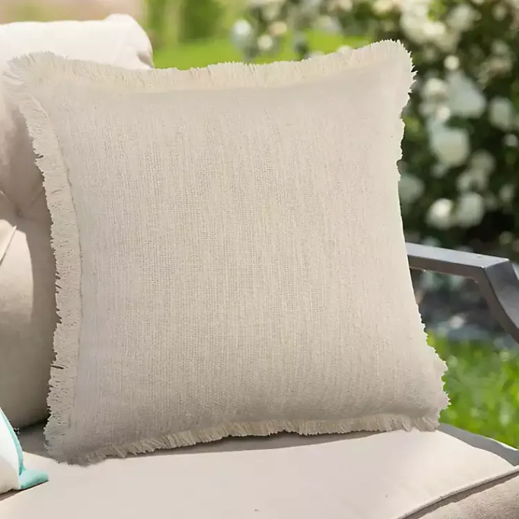 Pillows>Kirklands Home Solid Fringe Accent Pillow Ivory