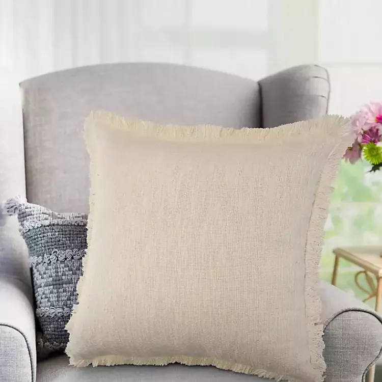 Pillows>Kirklands Home Solid Fringe Accent Pillow Ivory