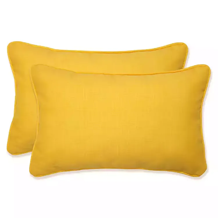 Kirklands Home Solid Outdoor Lumbar Pillows, Set of 2 Yellow Discount