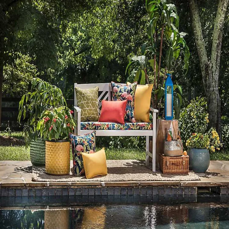 Kirklands Home Solid Outdoor Lumbar Pillows, Set of 2 Yellow Discount